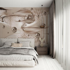 Custom Abstract Wall Mural Metallic Balls Dynamic Wallpaper