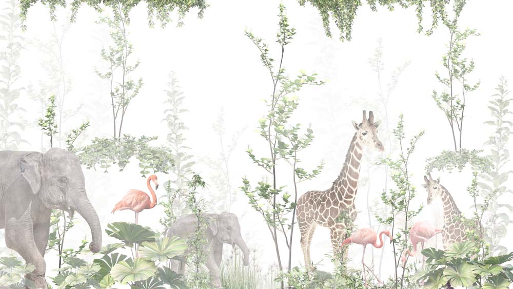 Kids Wall Mural Exotic Wildlife and Tropical Forest Wallpaper for Kids Room