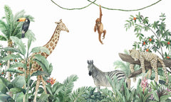 Custom Kids Wall Mural Safari Wildlife and Tropical Forest Wallpaper for Kids Room