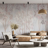 Pastel Floral and Foliage Forest Wall Mural Wallpaper