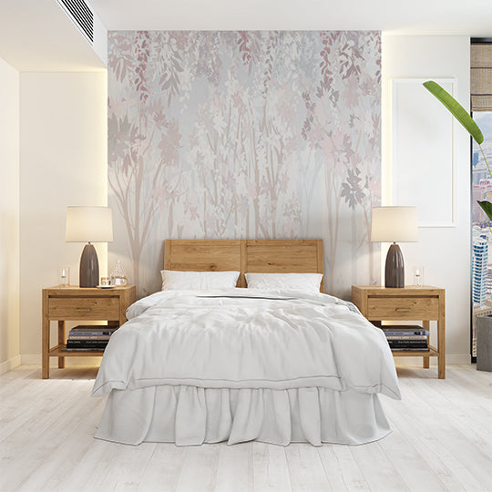 Pastel Floral and Foliage Forest Wall Mural Wallpaper