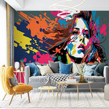 Bold Pop Art Woman Wall Mural Wallpaper - Vibrant Splatter Paint Design