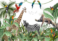 Custom Kids Wall Mural Safari Wildlife and Exotic Animals Wallpaper for Kids Room