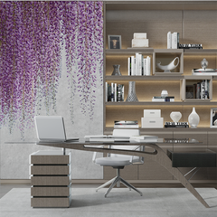 Custom Purple Wisteria Floral Wallpaper Nature Inspired Wall Mural Decor