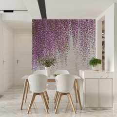 Custom Purple Wisteria Floral Wallpaper Nature Inspired Wall Mural Decor
