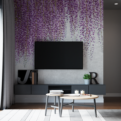 Custom Purple Wisteria Floral Wallpaper Nature Inspired Wall Mural Decor