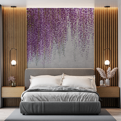 Custom Purple Wisteria Floral Wallpaper Nature Inspired Wall Mural Decor