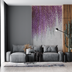 Custom Purple Wisteria Floral Wallpaper Nature Inspired Wall Mural Decor