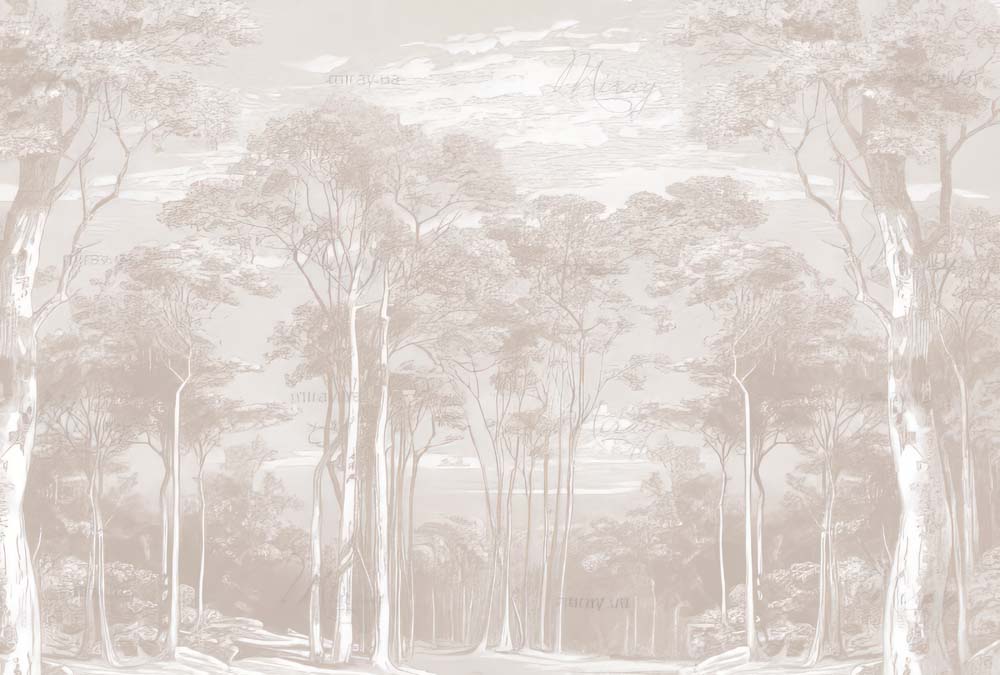Tapete Blush-Waldstich – Sanfte Toile-Bäume, Wandbild