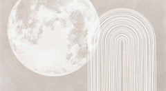 Custom Modern Minimalist Wall Mural Wallpaper with Moon and Geometric Lines