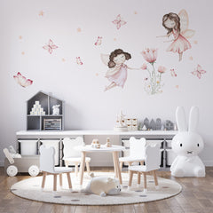 Custom Kids Wall Mural Minimal Design Faerie Butterfly Wallpaper for Girl