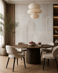 Soft textured abstract wallpaper in a refined dining area.
