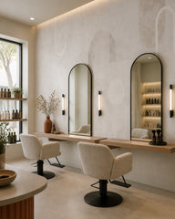 Soft textured abstract wallpaper in a beauty salon.