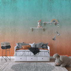 Custom Soft Pastel Gradient Wall Mural with Blue and Beige Tones