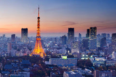 Custom Tokyo Tower at Dusk Cityscape Wall Mural - Illuminated Skyline Wallpaper