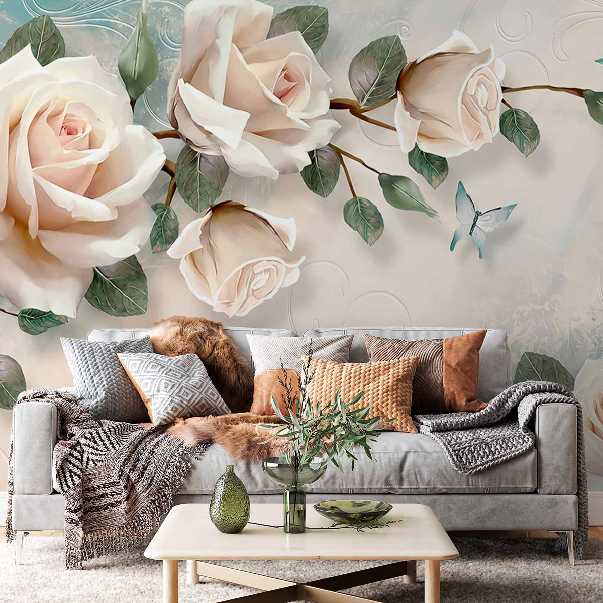 Elegant Ivory Roses Wallpaper