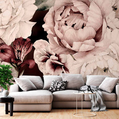 Custom Peony Wallpaper Soft Watercolor Floral Print Mural