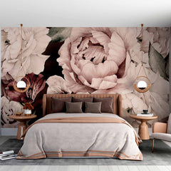 Custom Peony Wallpaper Soft Watercolor Floral Print Mural