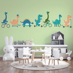 Custom Kids Wall Mural Funny Dinosaurs Green Nursery Wallpaper