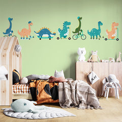 Custom Kids Wall Mural Funny Dinosaurs Green Nursery Wallpaper