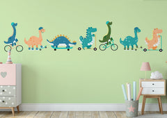 Custom Kids Wall Mural Funny Dinosaurs Green Nursery Wallpaper