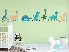 Custom Kids Wall Mural Funny Dinosaurs Green Nursery Wallpaper