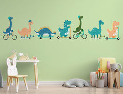 Custom Kids Wall Mural Funny Dinosaurs Green Nursery Wallpaper