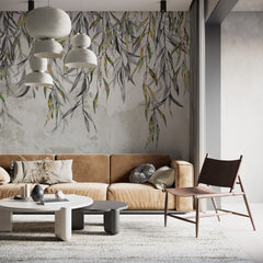 Custom Cascading Leaves and Concrete Mural