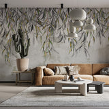 Cascading Leaves and Concrete Mural