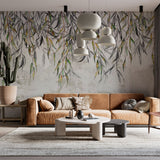 Cascading Leaves and Concrete Mural