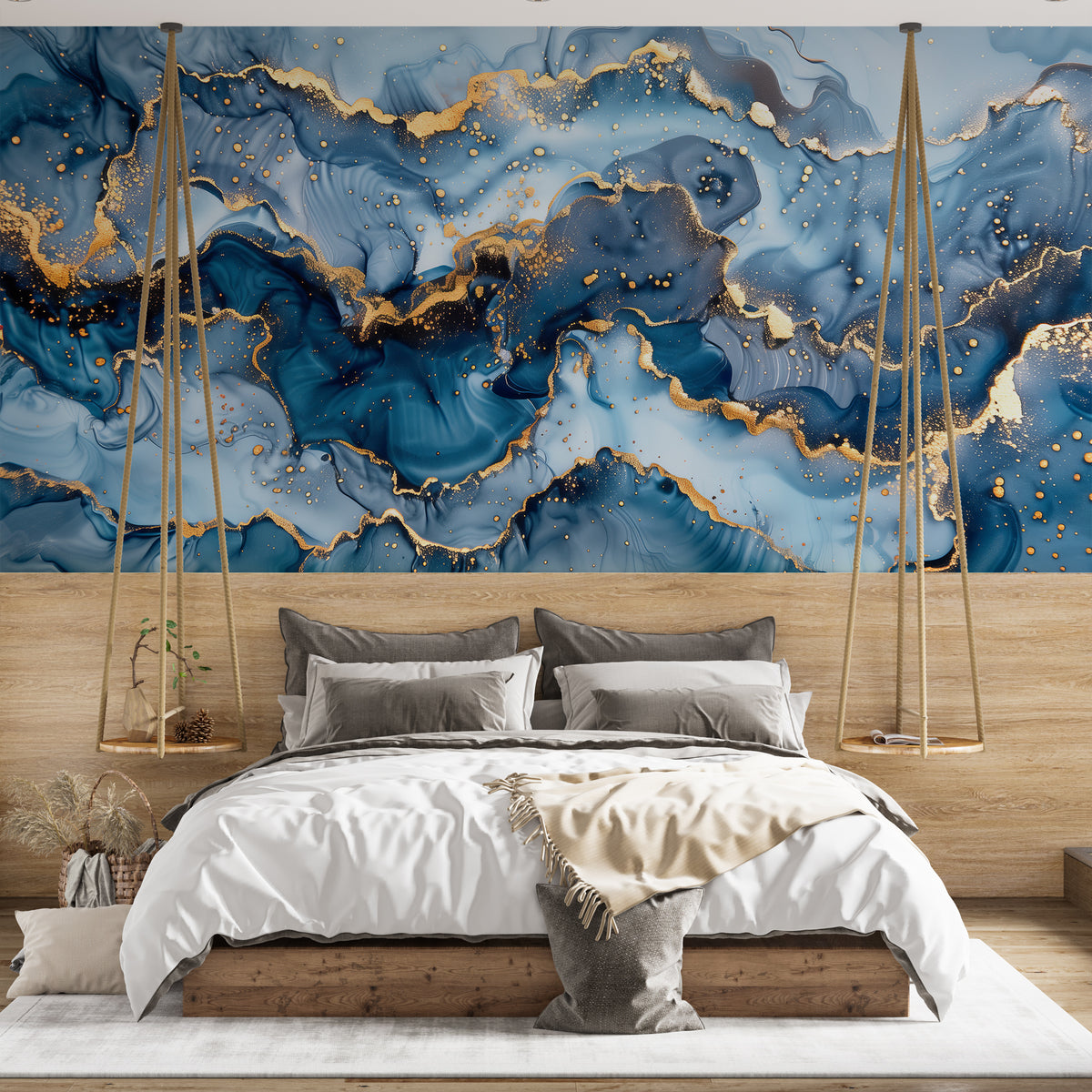 Papier peint marbre agate bleue – Papier peint panoramique effet pierre