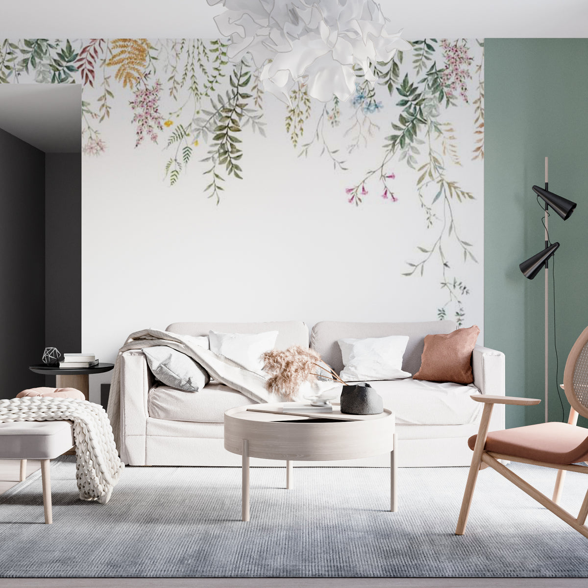 Custom Wild Garden Cascade Mural Wallpaper