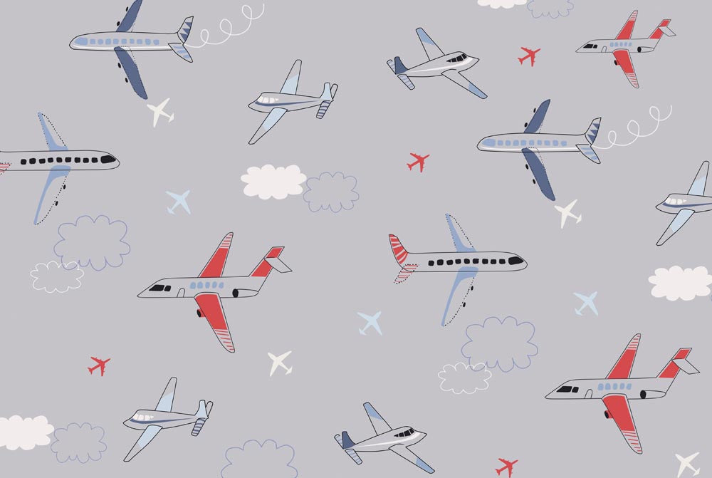 Kids Wall Mural Airplane Sky Pattern Wallpaper for Kids