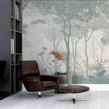 Forest with Flowers Silver Fresco Wall Mural Wallpaper