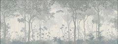 Custom Forest with Flowers Silver Fresco Wall Mural Wallpaper