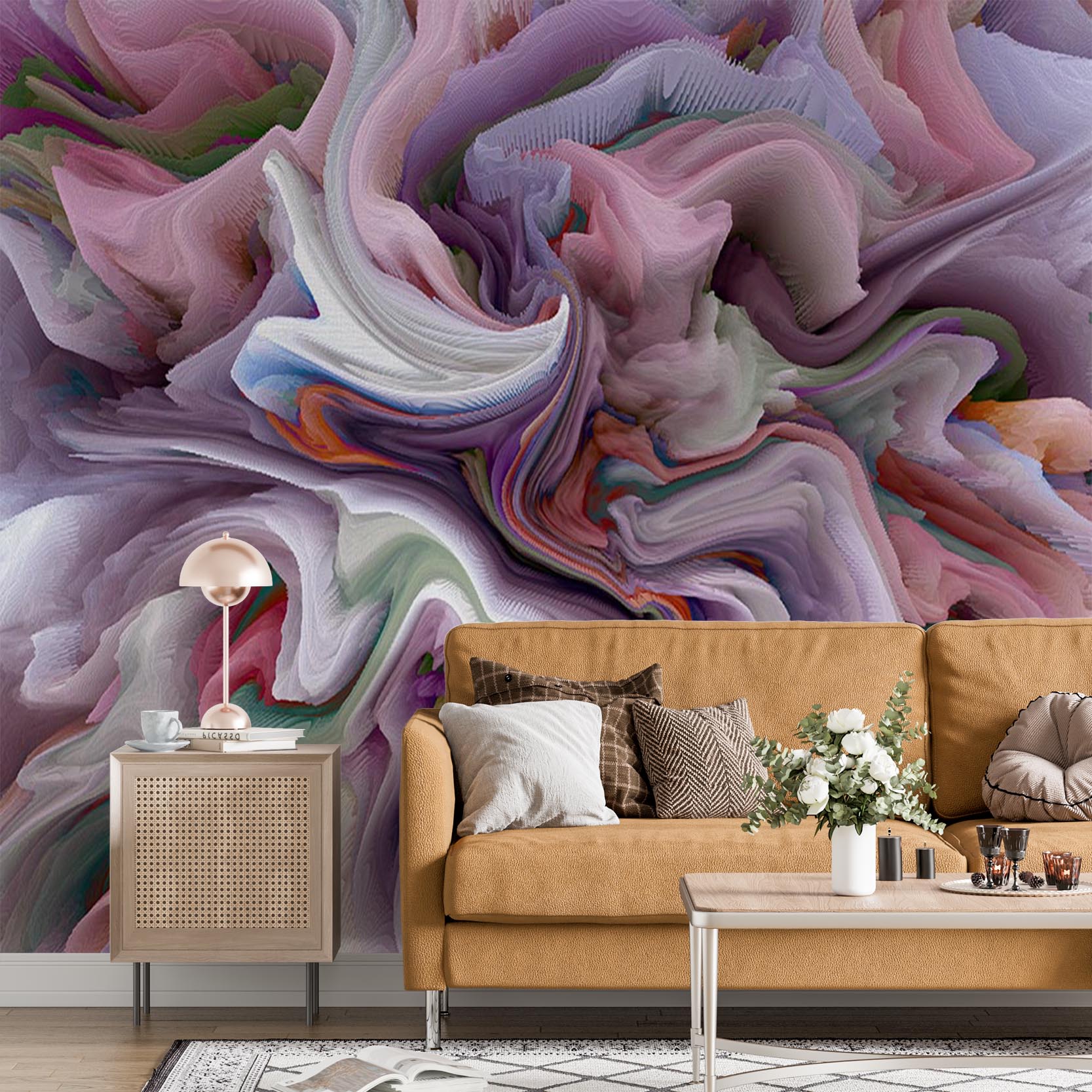 Abstract Wall Mural Acoustic Art Waves Wallpaper