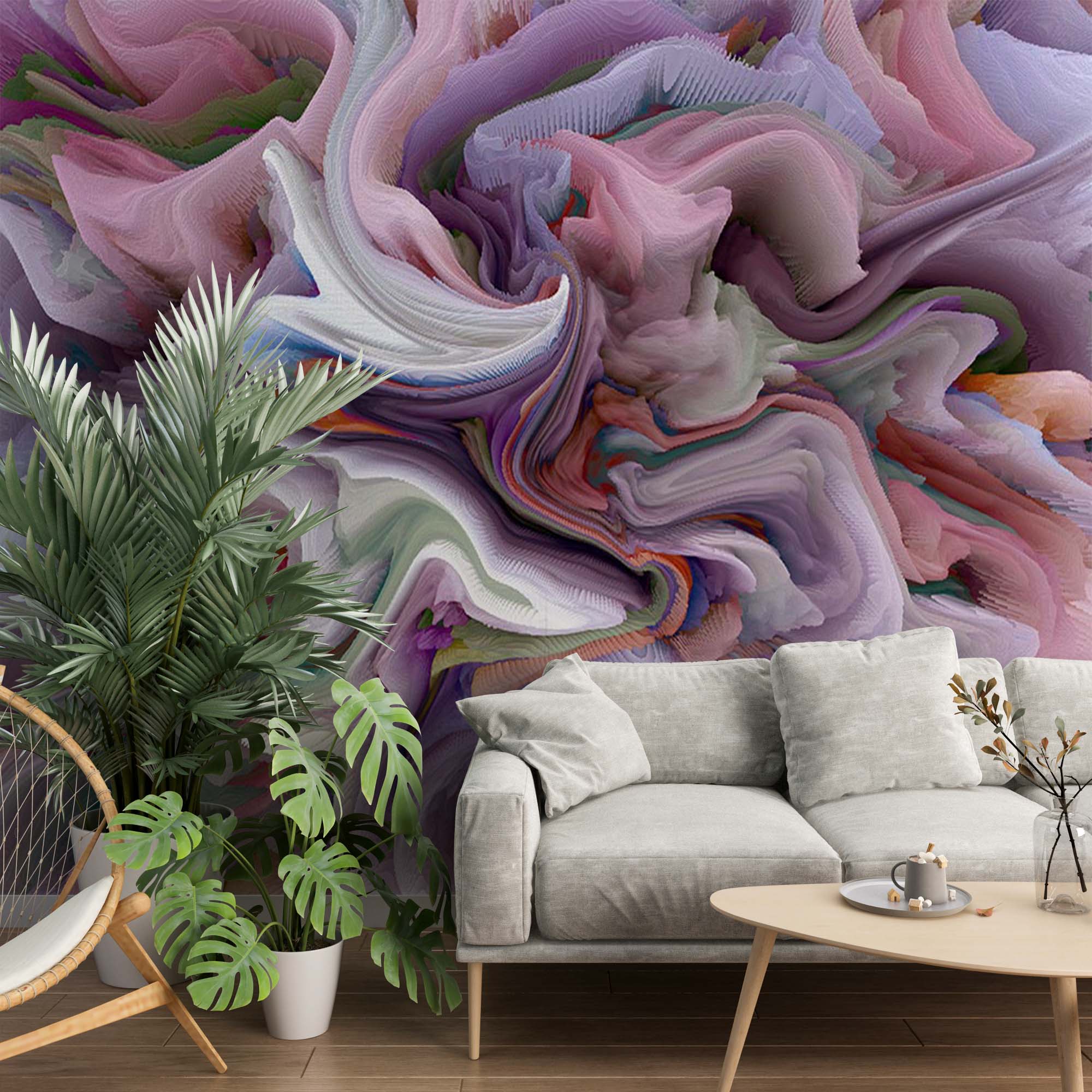 Abstract Wall Mural Acoustic Art Waves Wallpaper