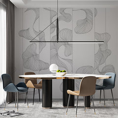 Custom Elegant Monochrome Floral Line Art Wall Mural Wallpaper - White on White Textured Design