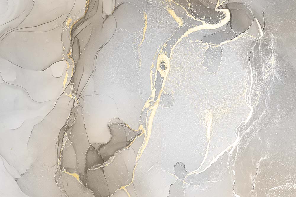 Warmes Grau und Champagnergold – Alcohol-Ink-Fototapete