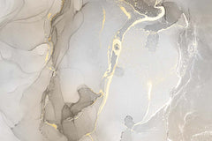 Custom White Marble Wall Mural Art Gold Splashes Fluid Alcohol Ink Wallpaper