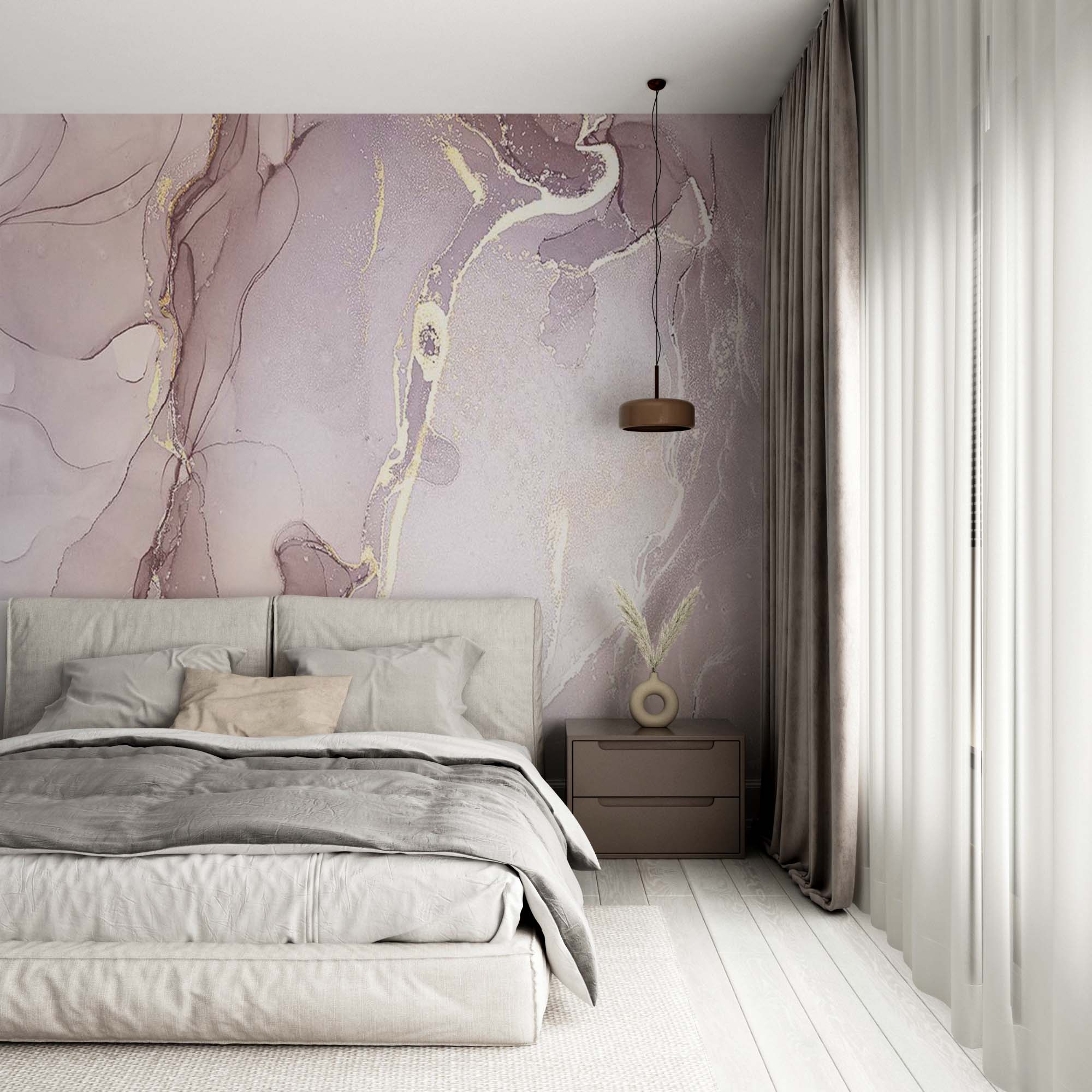 Rose Marble Wall Mural Art Gold Splashes Fluid Alcohol Ink Wallpaper