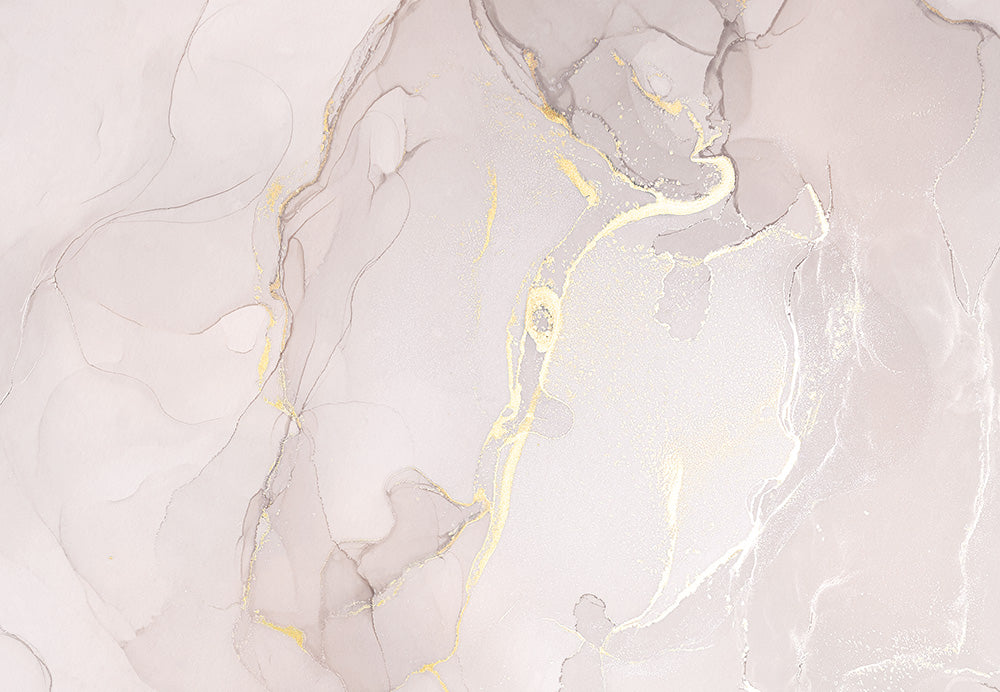 Sanftes Greige und Gold – Alcohol-Ink-Fototapete
