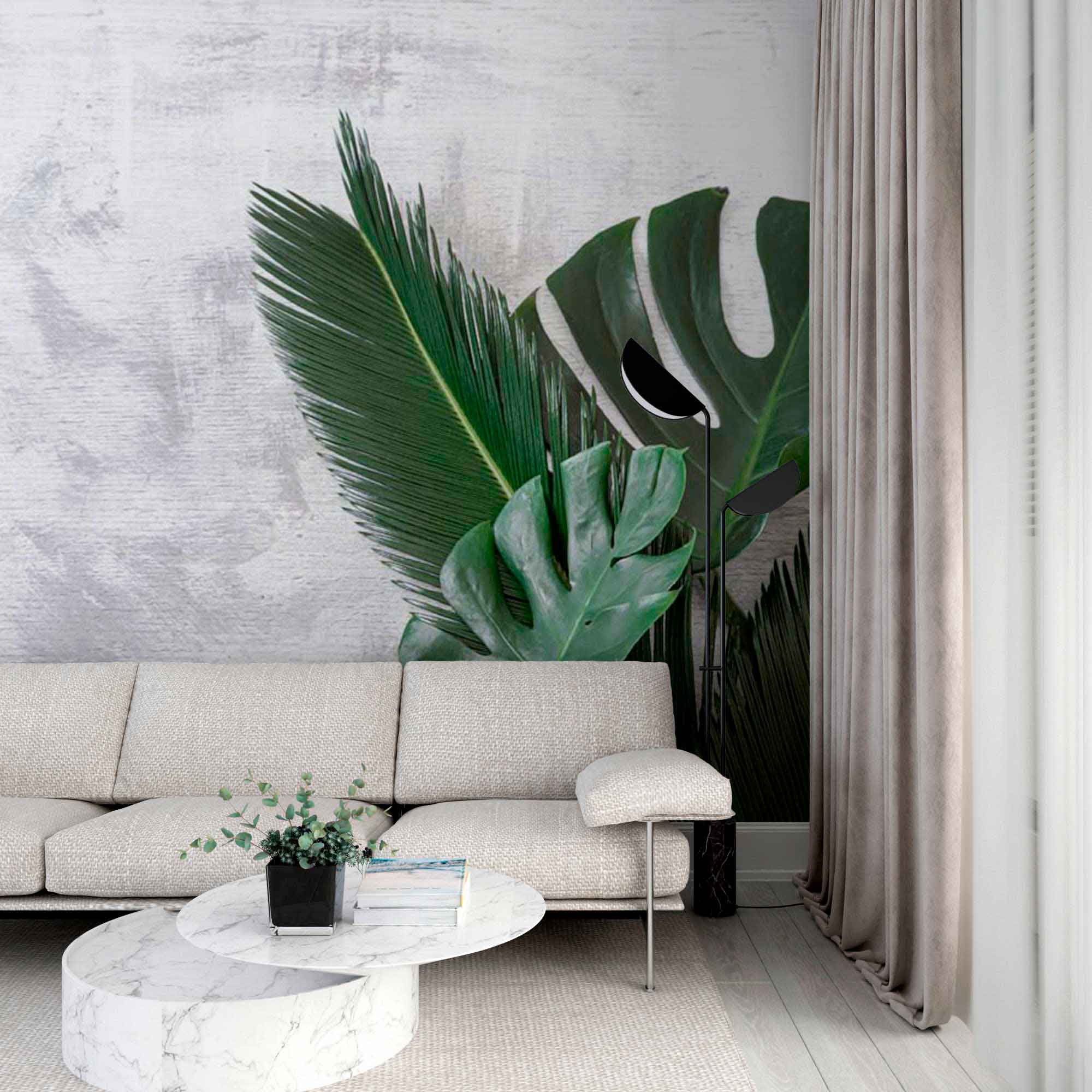 Realistic Monstera Leaf Wallpaper Tropical Palm Wall Mural