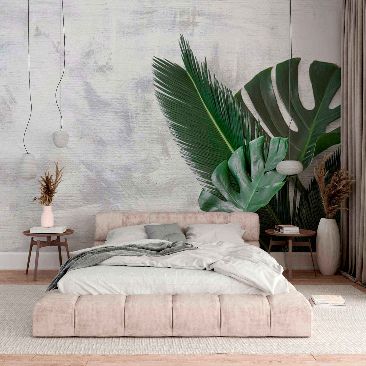 Realistic Monstera Leaf Wallpaper Tropical Palm Wall Mural