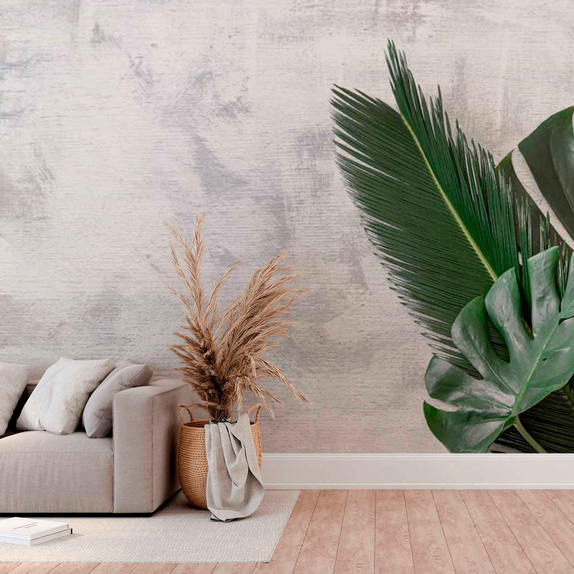 Realistic Monstera Leaf Wallpaper Tropical Palm Wall Mural