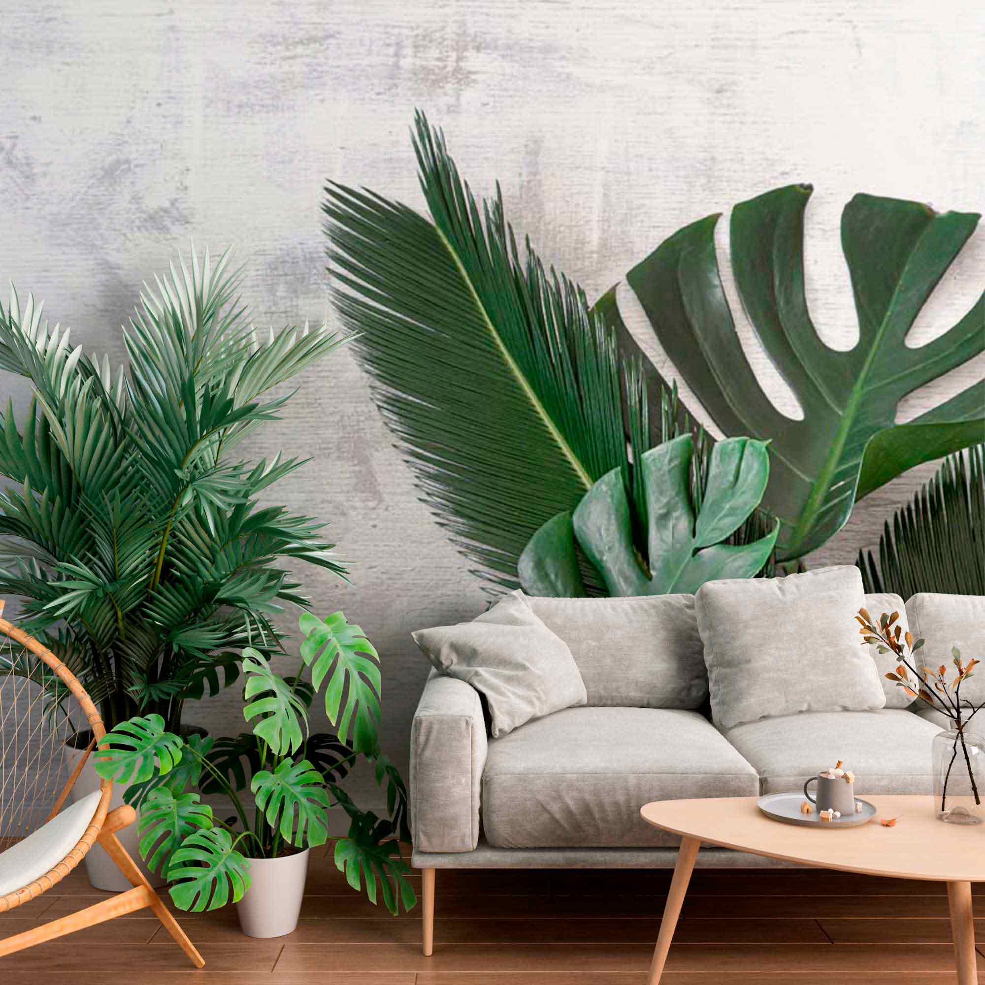 Realistic Monstera Leaf Wallpaper Tropical Palm Wall Mural