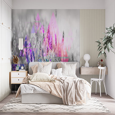 Custom Colorful Abstract Lavender Field Wall Mural Wallpaper