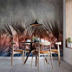 Custom Tropical Wall Mural Art Wallpaper Modern Jungle Palm Banana Leaf