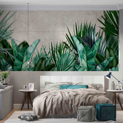 Custom Tropical Leaves Wall Mural Jungle Wallpaper Palm and Banana Leaf