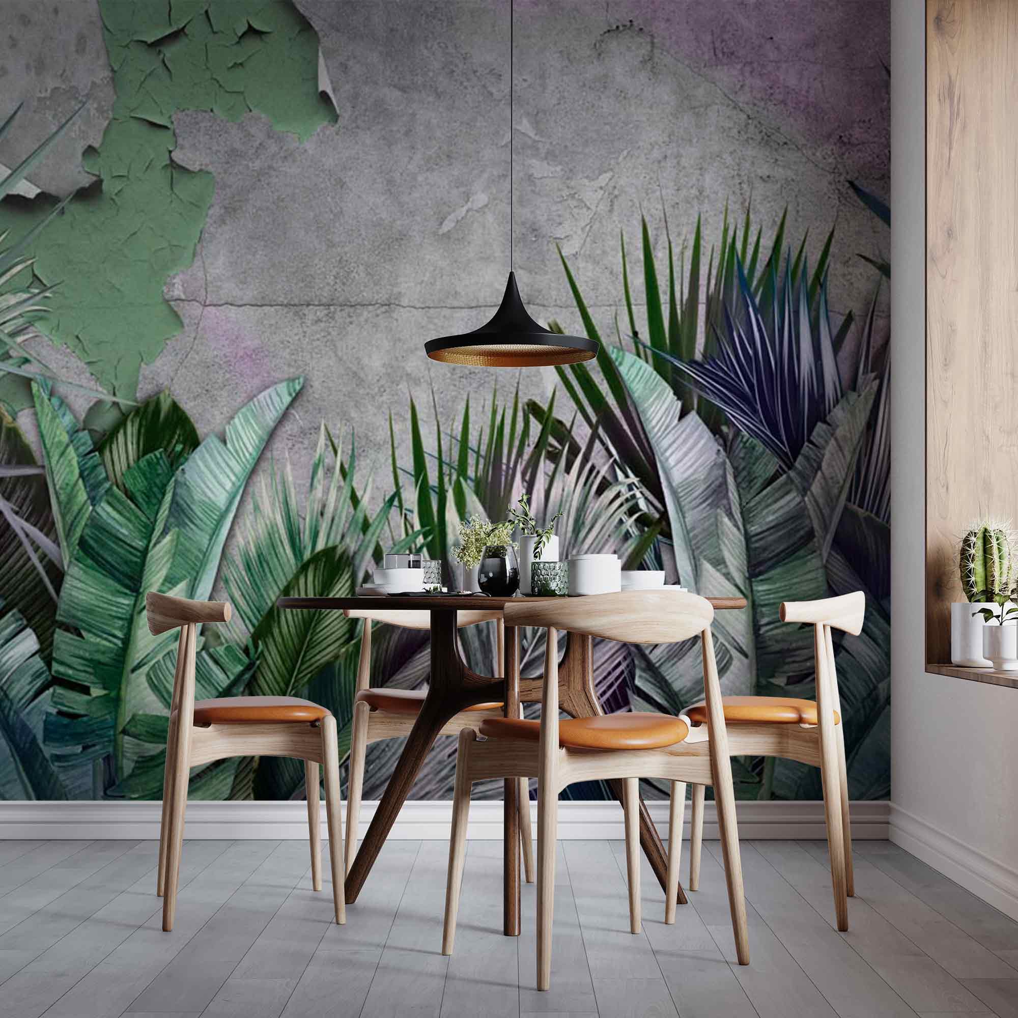 Tropical Wall Mural Jungle Wallpaper Palm and Banana Leaf